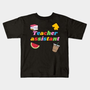 Teacher assistant, books, puzzle, watermelon, coffee Kids T-Shirt